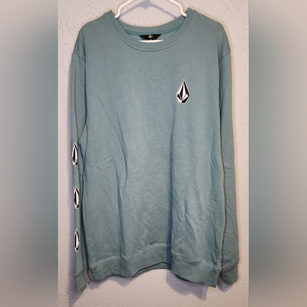 Volcom Men's Iconic Stone Crew Sweatshirt Turquoise Size XL NWT